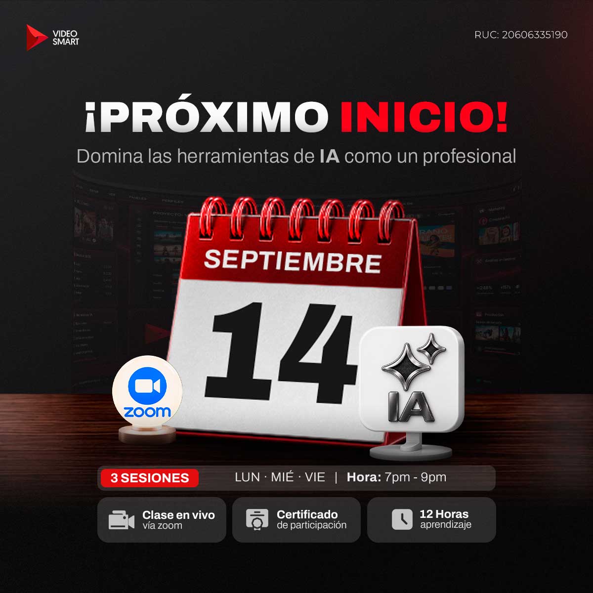 Próximo inicio del taller de inteligencia artificial: 14 de septiembre