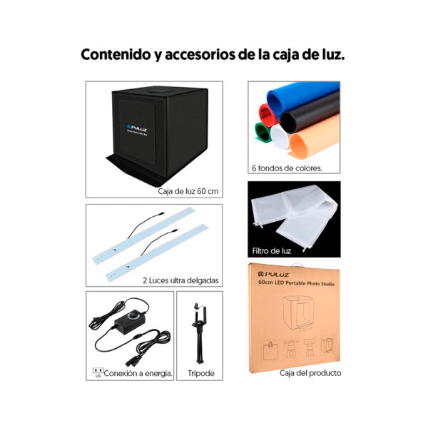 Caja de Luz Puluz 60x60 Iluminación fotográfica - Imagen 4